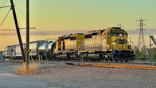 TWIN ATSF BLUEBONNET SD402’s  BNSF Morning switcher 110 job works Houston TX New South Yard [upl. by Ahsenid409]