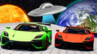 Racing Supercars on a DANGEROUS Futuristic Space Track in BeamNG Drive Mods [upl. by Rehc]