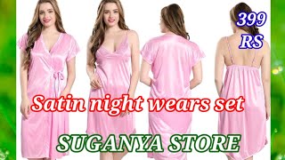 Zionity Womens Satin FullLength NightyNight WearSleep WearNight Gown Free Size Light Pink [upl. by Llorrad482]