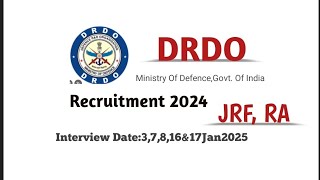 DRDO Recruitment 2024  DRDO Vacancy 2024  DRDO JRF amp RA recruitment 2024 drdojrfjobs drdorajobs [upl. by Nedrah]