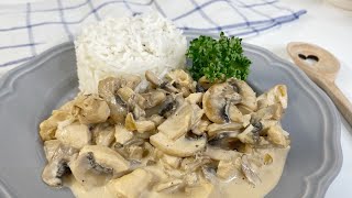 Rezept Hähnchen in Champignon Rahmsauce mit Reis  Mega lecker [upl. by Naesal]