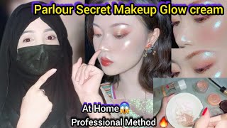 Parlour secret makeup glowing skin  Diy strobe cream  Diy cream highlighter [upl. by Gatian]