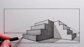 How to Draw Steps using TwoPoint Perspective Narrated [upl. by Coco]