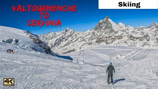 Zermatt Skiing  Valtournenche to Cervinia  Skiing in Italy  Switzerland [upl. by Haimes643]