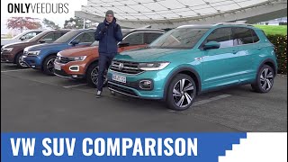 VW SUV comparison Touareg vs Tiguan vs TRoc vs TCross  OnlyVeeDubs VW reviews [upl. by Ravert486]