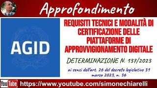 AGID Codice appalti  requisiti tecnici delle piattaforme di approvvigionamento digitale 662023 [upl. by Alcock]