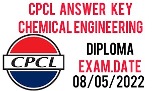 CPCL CHENNAI PETROLEUM CORPORATION LIMITED PAPER CHEMICAL ENGINEERING DIPLOMA 2022 Pradumnsingh [upl. by Iong109]