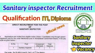 Sanitary inspector Vacancy 2022 Health Sanitary inspector Vacancy 2022 Qualifications DiplomaITI [upl. by Home]