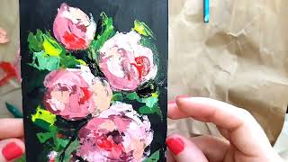 BEAUTIFUL PEONIES Acrylic Painting  Palette Knife Technique [upl. by Carlisle]