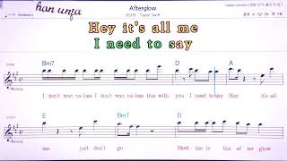 💖AfterglowTaylor seift 👍MR노래방 악보 코드Karaoke With Sheet Music [upl. by Georas524]