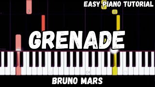 Bruno Mars  Grenade Easy Piano Tutorial [upl. by Hctud]