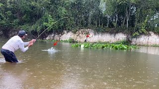 NUNCA vi um PEIXE envergar a vara de BAMBU em uma RAPIDEZ dessa O coração quase que parou na boca [upl. by Madella757]