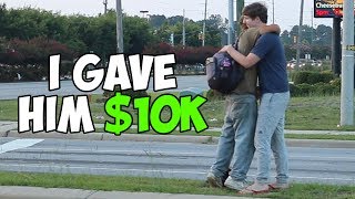 Giving A Random Homeless Man 10000 [upl. by Suoivatco]