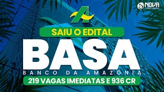 Saiu Edital BASA 219 vagas para técnico bancário e técnico científico TI [upl. by Negiam]