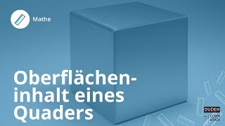 Oberflächeninhalt eines Quaders berechnen – Mathe  Duden Learnattack [upl. by Danika564]