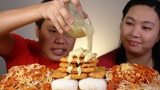 CHICKEN FILLET ALA KING  SPAGHETTI MUKBANG OVERLOAD  MCdo Favorites Mukbang [upl. by Ardeth]