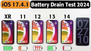 iPhone Battery Test in 2024  iPhone XR vs 11 vs 12 vs 13 vs 14 Battery Test in 2024  iOS 1741 [upl. by Amorete]