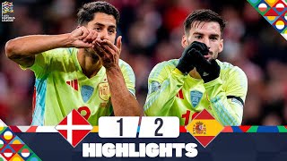 Denmark vs Spain  12  Highlights  UEFA Nations League 202425 [upl. by Twyla302]