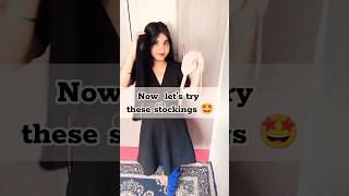 lets try these stockings in dress🤔 nitsfashion stockings youtubeshorts newlook viral shorts [upl. by Akinohs]