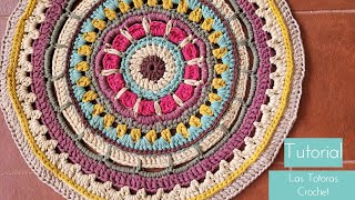 AlfombraTapete Mandala en Trapillo a Crochet Tutorial Paso a Paso  Las Totoras Crochet [upl. by Llerehc174]