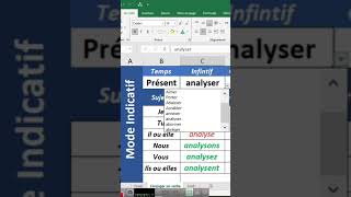 Application de conjugaison avec ExcelLe groupe du verbe Le radical La terminaison La longueur du ver [upl. by Asyal]