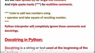 Python Comment Vs Docstring  doc attribute  TechGeekyArti [upl. by Janet579]