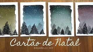 CARTÃO DE NATAL MUITO FÁCIL em aquarela  DIY [upl. by Seana]