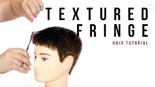 Textured Fringe on Mens Hair  Haircut Tutorial  TheSalonGuy [upl. by Yenttirb466]