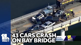 13 injured in 43car crashes on Chesapeake Bay Bridge [upl. by Nagiam]