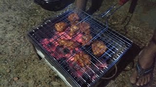 How to make Barbeque chicken at home using charcoal and butane blower [upl. by Ivad181]