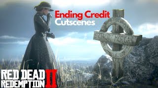 Red Dead Redemption 2 All Ending Credit Cutscenes Mary Visits Arthur Morgans Grave [upl. by Puglia]