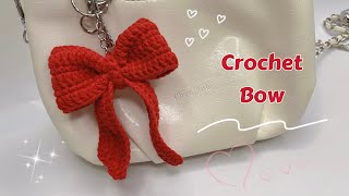 How To Crochet a Bow 🎀 Crochet Bow Keychain  Móc Móc Khoá Chiếc Nơ [upl. by Amarillis]