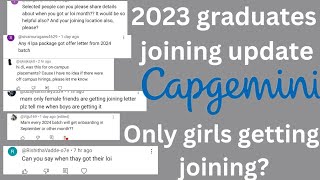 Capgemini 2023 gradutes joining update Capgemini 2024 joining updates Capgemini date of joining 2024 [upl. by Eeroc837]