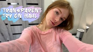 Transparent Try on Haul  See Through Pink Top [upl. by Eineeuq]