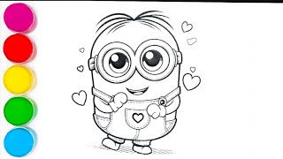 Minion Cartoon drawing Minion character colouring pages super easy drawing [upl. by Doowron]