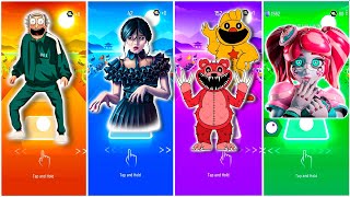 Wednesday Addams vs Sauid game vs Poppy Playtime KICKIN CHICKEN vs FNAF Candyland  Tiles Hop [upl. by Celine]