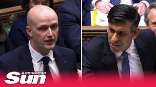 Rishi Sunak makes antiAlex Salmond Russia Today jibe at SNP Westminster leader Stephen Flynn [upl. by Egdirdle]