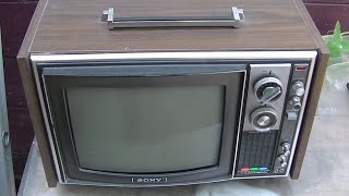 Sony Trinitron Evaluation Diagnosis 1974 KV1212 Vintage Portable Color Television [upl. by Nalac]