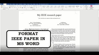 How to Prepare a Research Paper for Publication in MS Word using IEEE template researchpapers [upl. by Eppillihp522]