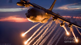 C130 Hercules Releases Flares [upl. by Ecnerret]