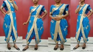 dhoti silk saree draping tutorial  how to drape dhoti saree step by step [upl. by Nevah511]