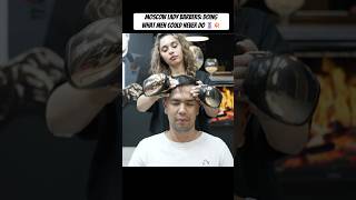 Moscow Lady Barbers Doing What Men Could Never Do 💈💥 asmr asmrbarber barbershop asmrhaircut [upl. by Lombardy]