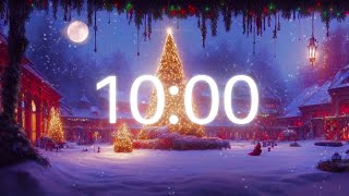 10 MINUTE TIMER  Countdown Timer  Cosy Christmas Village  Relaxing Christmas Music Snowfall [upl. by Innattirb567]