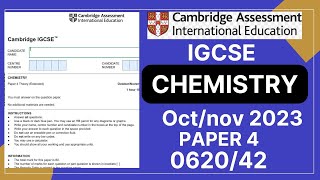 IGCSE CHEMISTRY PAPER 4 OCTNOV 2023  062042  Solved [upl. by Peggir]