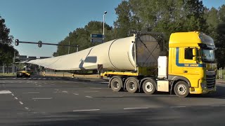 CONVOI EXCEPTIONNEL with 3 wind turbine rotor blades through the Port of Rotterdam [upl. by Storer]