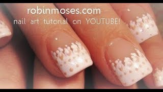 Easy Nail Art for Beginners White French Lace Nails Design [upl. by Cowley601]