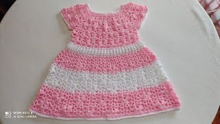 vestido rosa a crochet de 1 a 2 años [upl. by Rexer899]