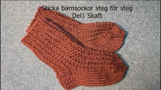 Sticka barnsockor steg för steg del 1 Skaft [upl. by Emmer]