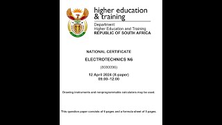 ELECTROTECHNICS N6 APRIL 2024 FULL PAPER MEMO REVISON [upl. by Aliakam624]