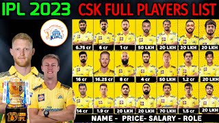 IPL 2023 Chennai Super Kings Full Squad  CSK Team Final Players List IPL 2023  CSK Team 2023 [upl. by Neryt]